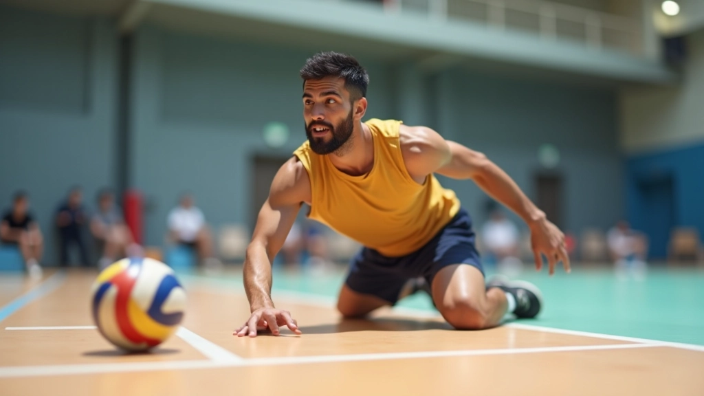 لاعب ينزلق على الأرض لالتقاط كرة منخفضة في حركة دفاعية مكثفة